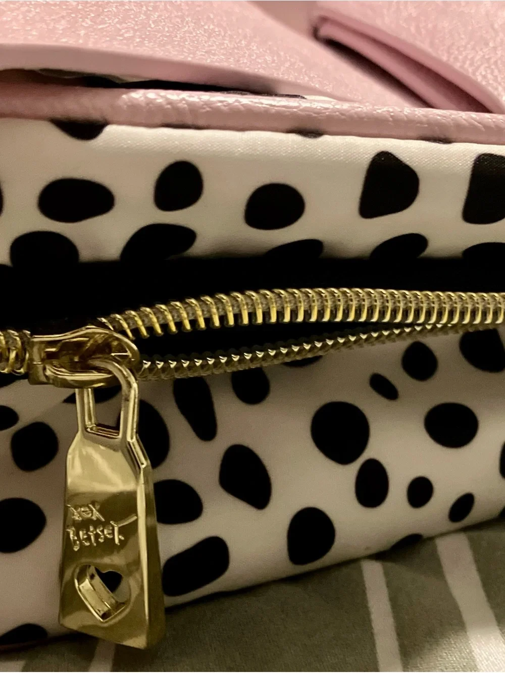 New Betsey Johnson Pink Bow Stripe Makeup Bag